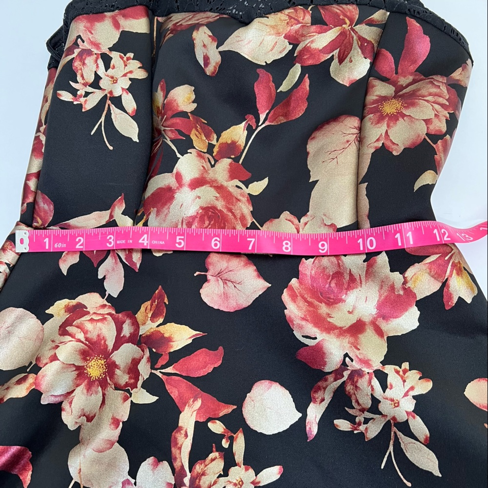 NWT Francesca's Lace and Satin Floral Fit and Flare Tea Length Halter Dress - Picture 13 of 16